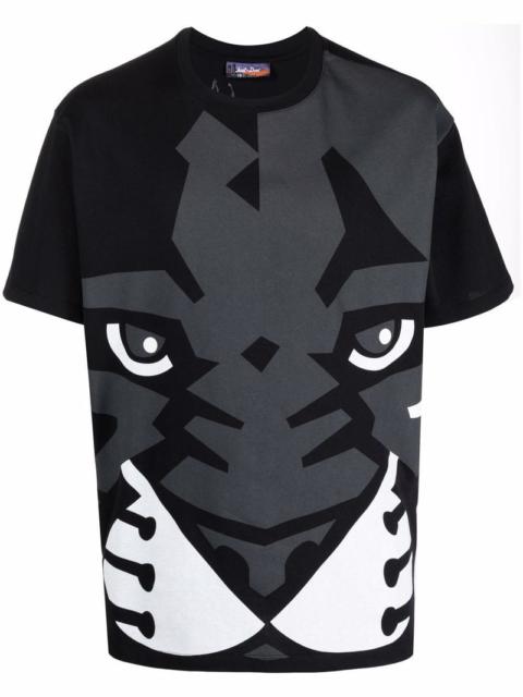 Just Don JUST DON Tiger-print Cotton T-shirt Black/Grey/White