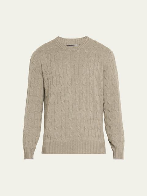 Men's Cashmere Cable Knit Crewneck Sweater