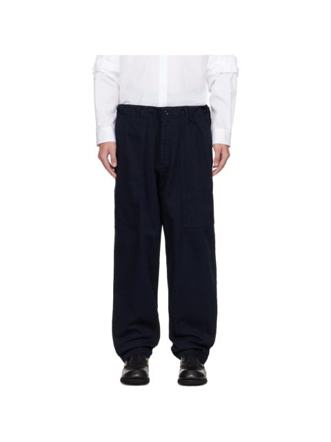 Yohji Yamamoto Navy BS Katsuragi Hem Zip Painter Trousers