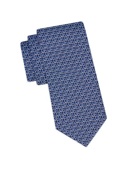 FERRAGAMO Men's Cerchio Silk Tie - Navy