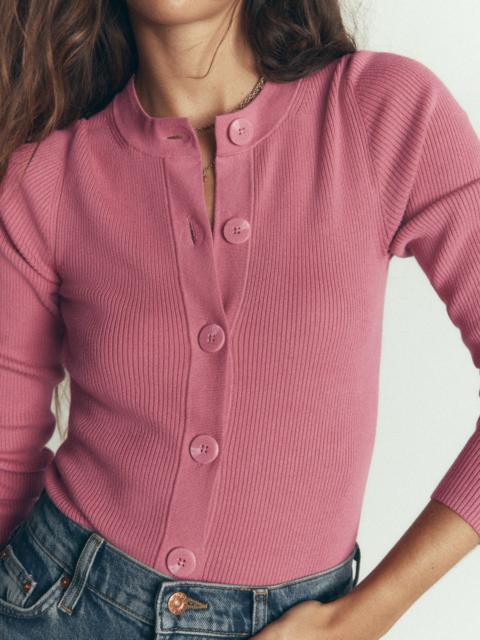 BODEN Rhianne Cotton Rib Cardigan-Piink Heather