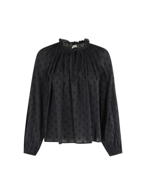 Ada puff-sleeve jacquard blouse
