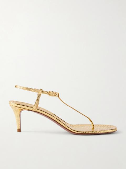 PARIS TEXAS Ipanema Snake-effect Metallic Leather Sandals