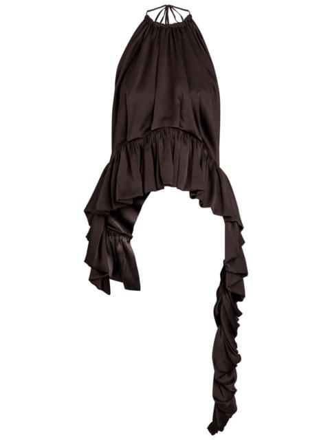 LIBEROWE Liberowe Tamara Pleated Asymmetric Satin top