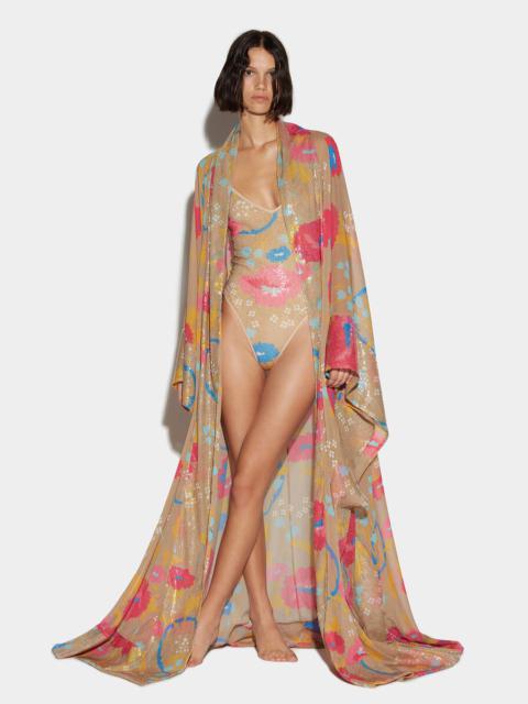 DSQUARED2 SEQUINS TULLE KAFTAN