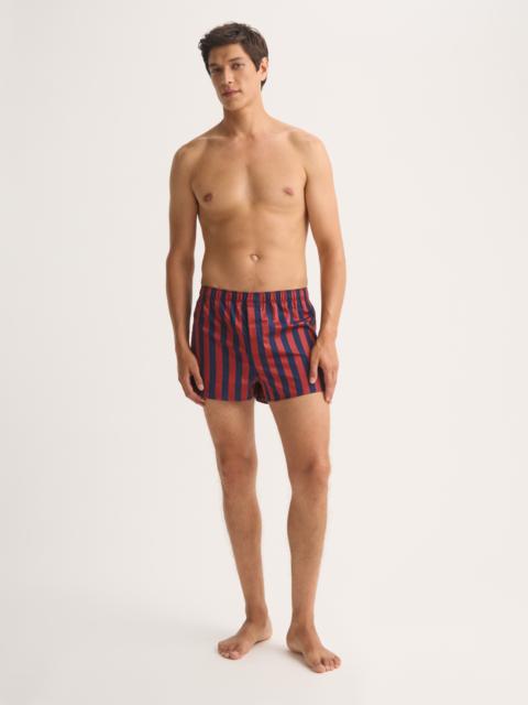 Derek Rose Men's Modern Fit Boxers Royal Cotton Navy Blue & Red Stripe