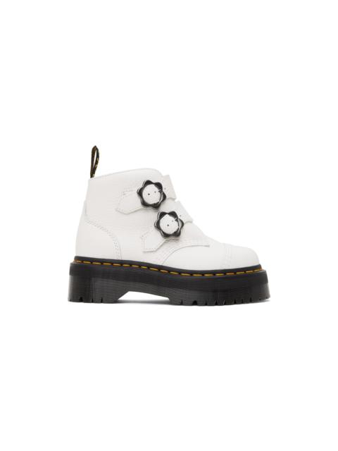 Dr. Martens White Devon Flower Platform Boots