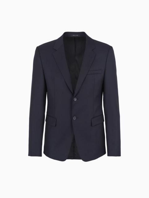 EMPORIO ARMANI Single-breasted, worsted virgin-wool jacket