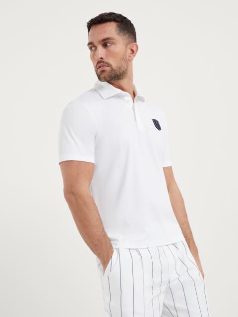 Techno jersey polo with tennis badge