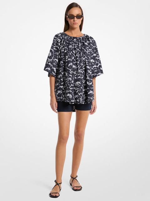 MICHAEL KORS COLLECTION Floral Chiné Cotton Poplin Blouse