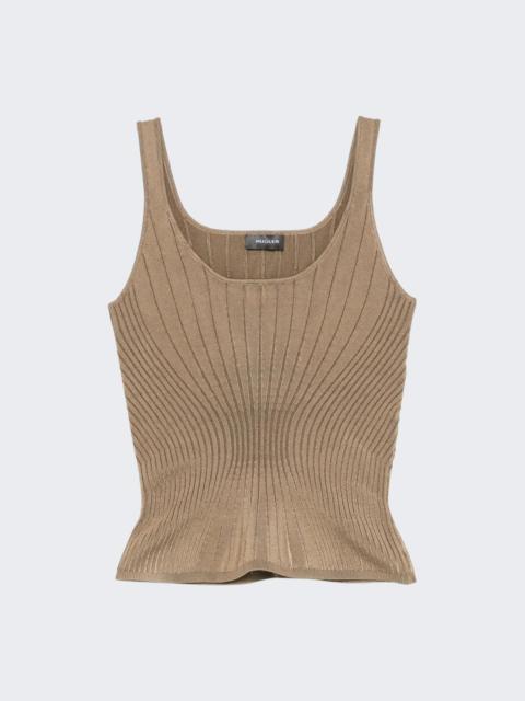 MUGLER Sculpting Knit Tank Top Dark Beige