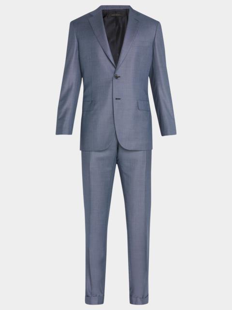 Men's Brun Wool Birdseye Two-Piece Suit