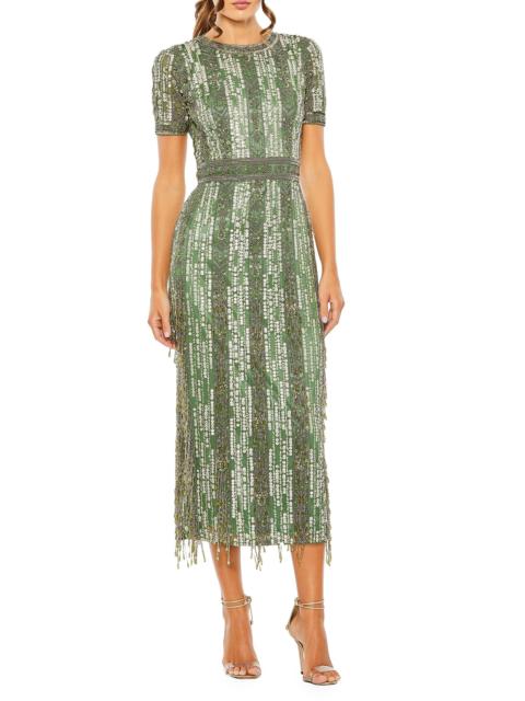 MAC DUGGAL Women's Cocktail Geometric Beaded Midi-Dress - Sage