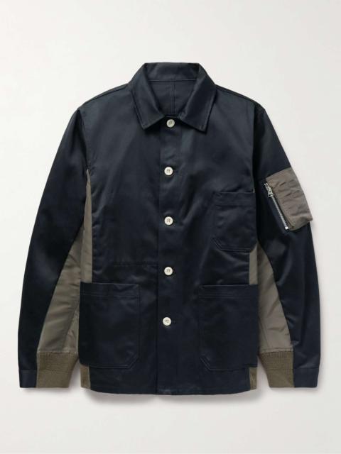 Zip-Detailed Panelled Cotton-Twill and Nylon Jacket