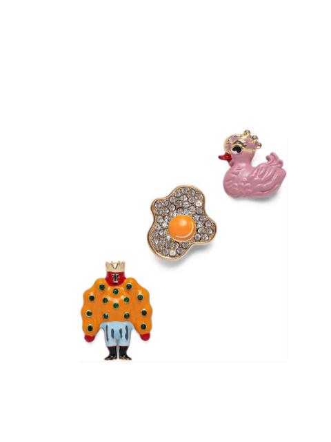 ESSENTIEL ANTWERP crystal-embellished enamel pins (set of three)