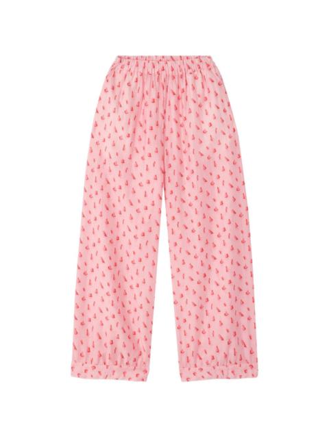 American Vintage Zivow sailboat-print cropped trousers
