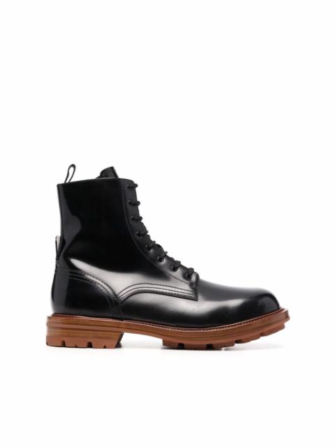 Alexander McQueen patent-leather lace-up boots
