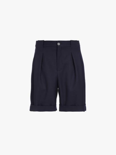 Balmain Navy blue wool Bermuda shorts