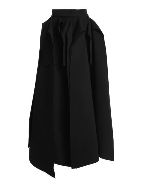 Asymmetrical Pleated Panel Midi Skirt black