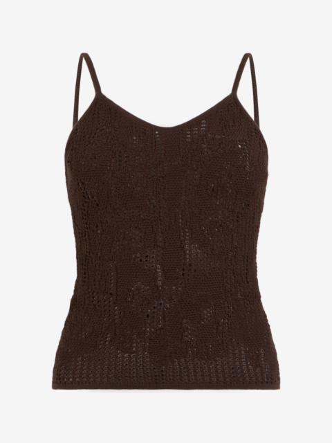 Roberto Cavalli Crochet Effect Top With Spaghetti Straps
