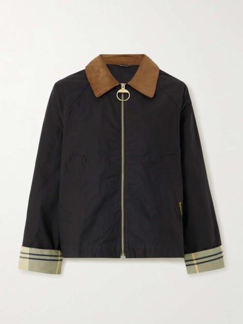 Barbour Cropped corduroy-trimmed cotton-canvas jacket Black