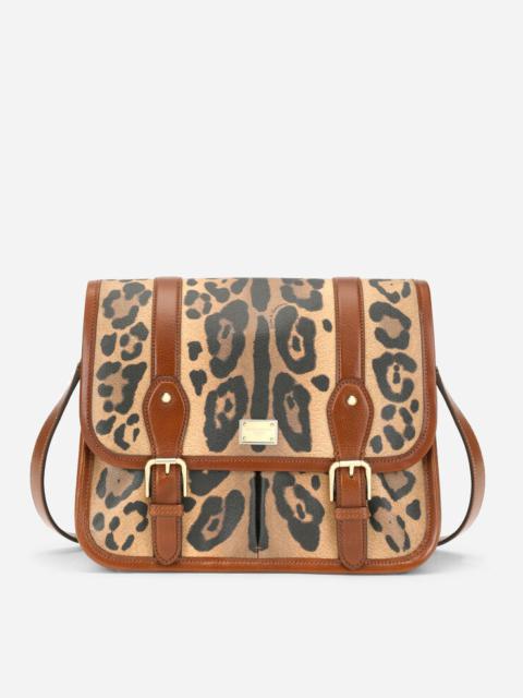 Leopard-print Crespo messenger bag with branded plate