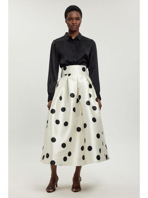 KAREN MILLEN Spot Woven Twill Prom Skirt