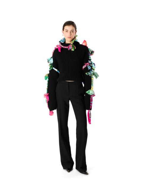 Marine Serre REGENERATED SILK SCARVES CROPPED HIGH NECK SWEATER