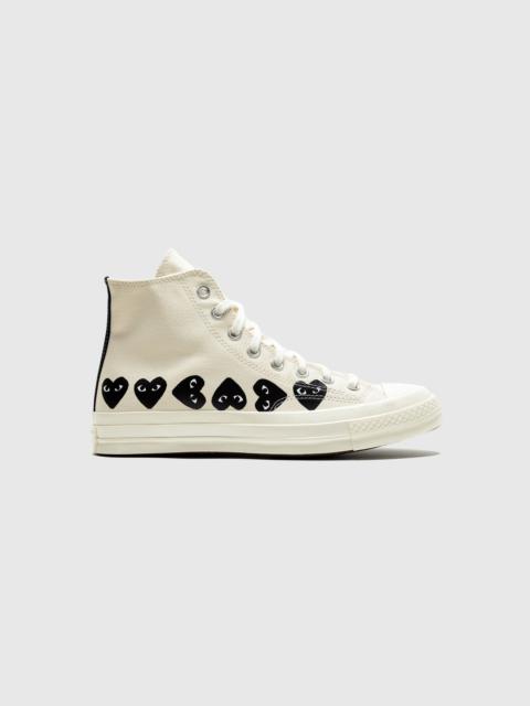 Comme des Garçons PLAY CHUCK TAYLOR ALL-STAR '70 HIGH "MILK/BLACK MULTI HEART"