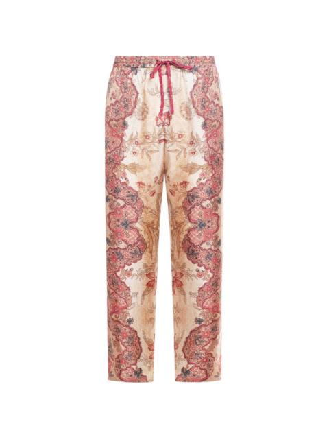 Pierre-Louis Mascia floral-pattern drawstring-fastening trousers