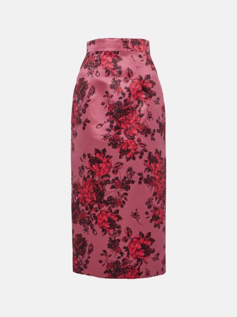 Lorinda floral taffeta pencil skirt