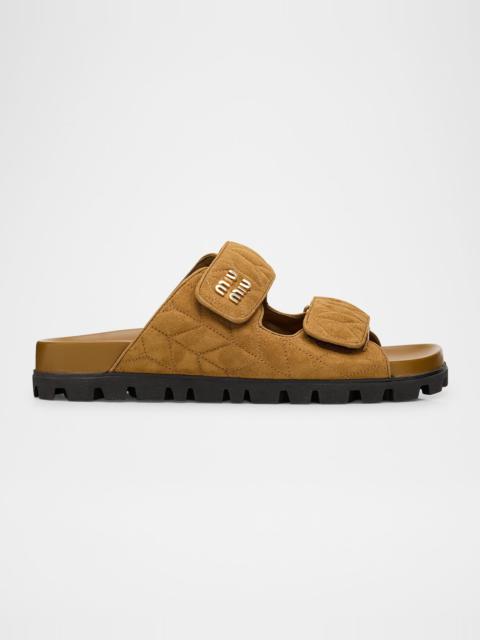 Miu Miu Quilted Suede Dual-Grip Comfort Sandals