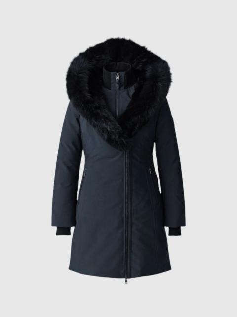 MACKAGE TRISH Powder Touch down coat with blue fox fur Signature Mackage Collar