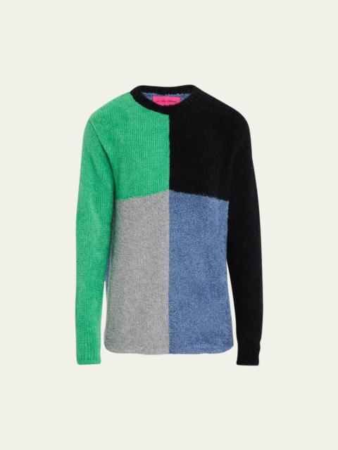 The Elder Statesman Men's Colorblock Mixed Yarn Sweater