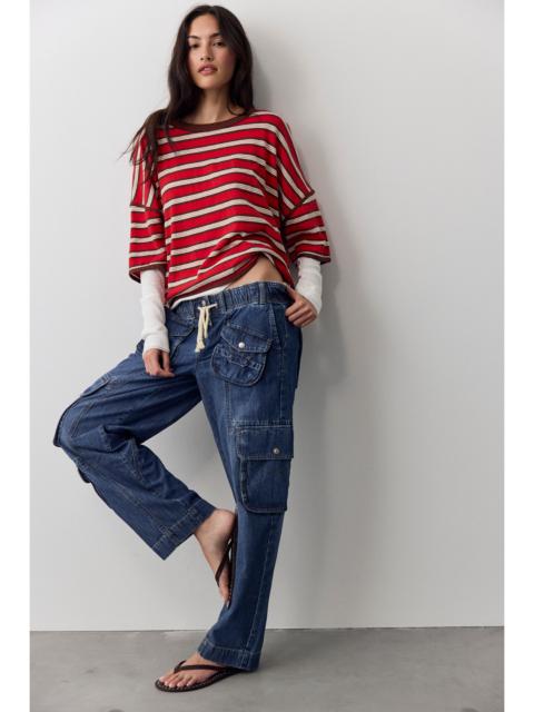 FREE PEOPLE We The Free Tahiti Denim Pull-On Cargo Pants