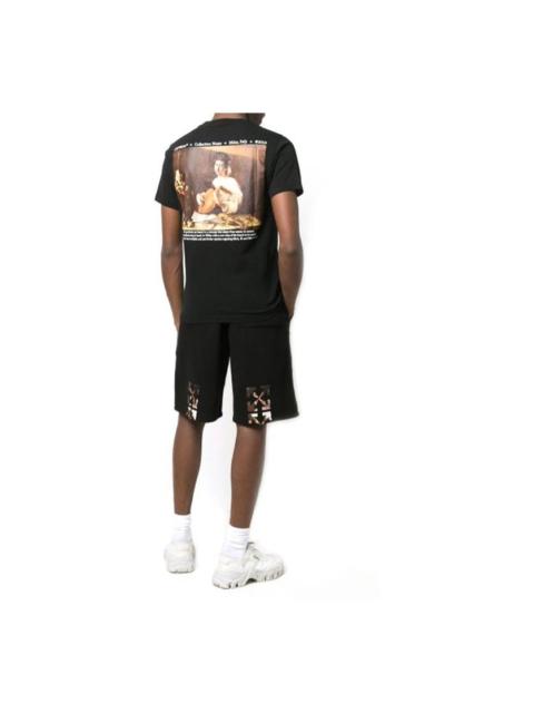 Off-White Men's Off-White SS22 Caravaggio Alphabet Printing Round Neck Pullover Short Sleeve Ordinary Version 