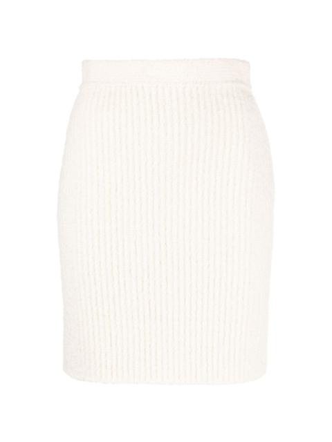 Ports 1961 ribbed-knit wool blend skirt