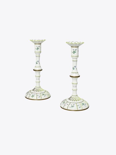 TORY BURCH Jolie Fleur Candlesticks, Set Of 2