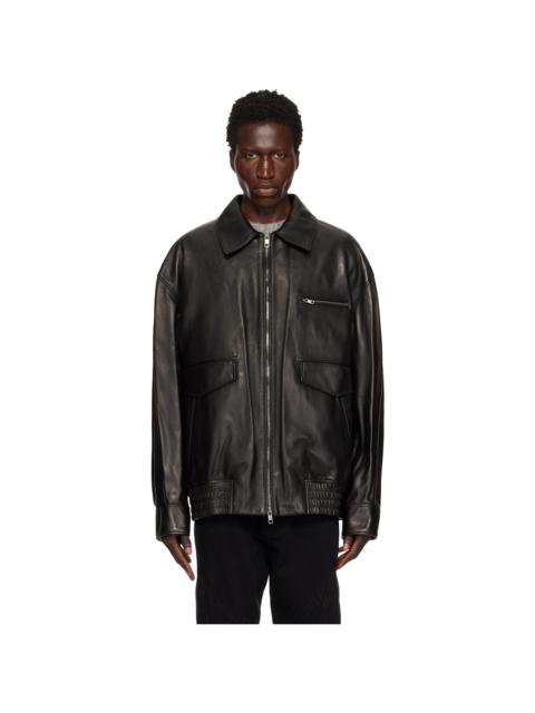 Wooyoungmi Black Banding Leather Jacket