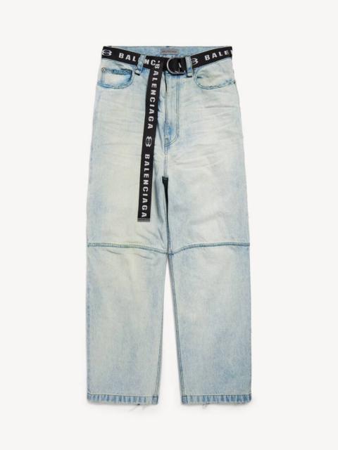 BALENCIAGA Men's Belted Pants in Light Blue