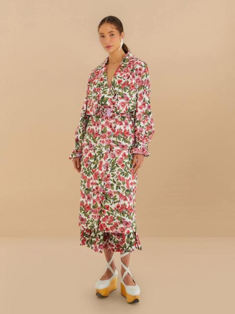 FARM RIO Halftone Pink Bouganvillea Oversized Trench Coat