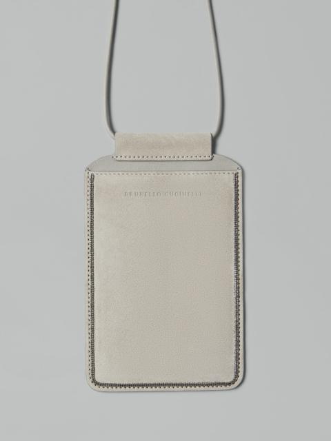 Brunello Cucinelli Suede phone bag with shiny trim