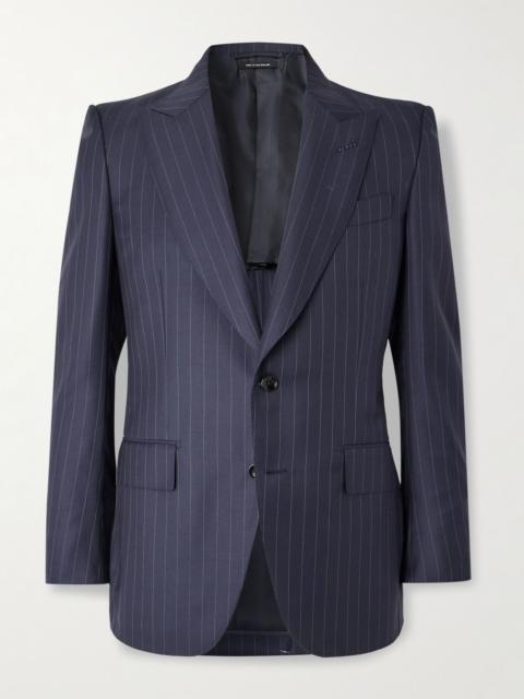 TOM FORD Dyllan Slim-Fit Pinstriped Wool-Twill Suit Jacket Navy