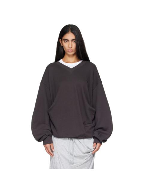 OPEN YY Gray Slouchy V-Neck Sweatshirt