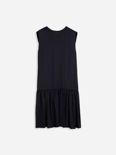 Lanvin SLEEVLESS ROUND NECK DRESS WITH RUFFLES IN SATIN