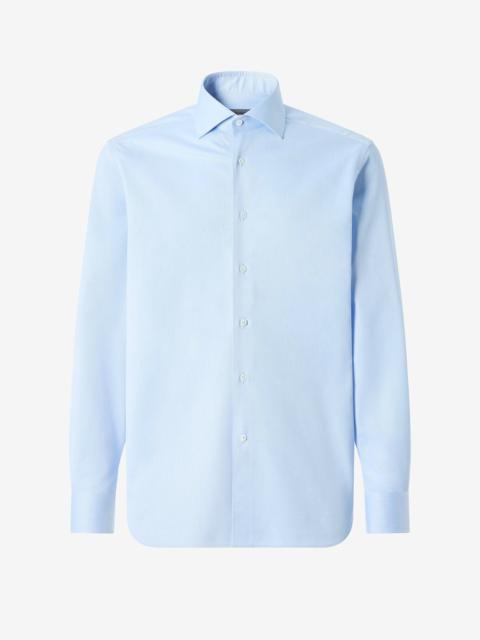CORNELIANI Blue textured cotton shirt