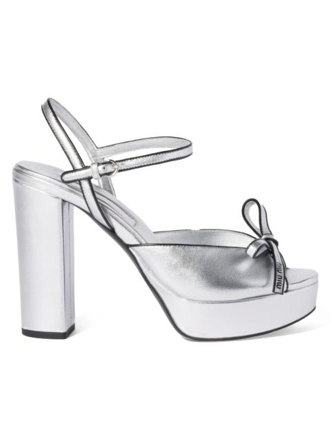 Miu Miu Women's Mordoré Nappa Leather Platform Sandals - Silver
