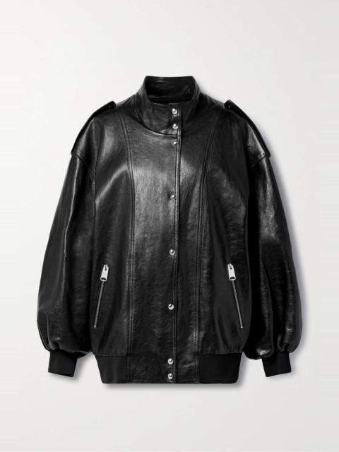 KHAITE Farris oversized paneled leather bomber jacket