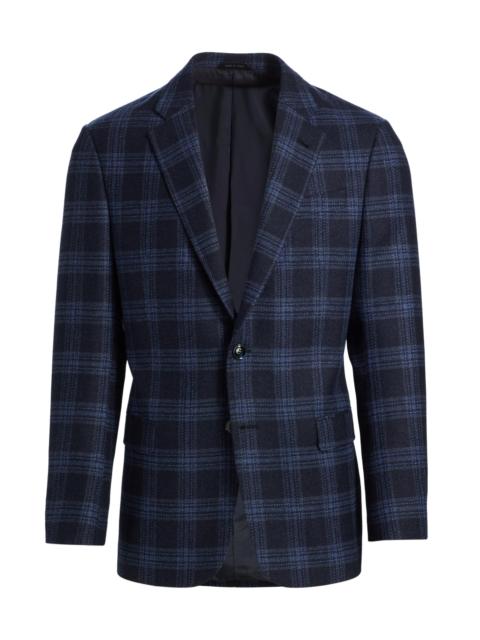 GIORGIO ARMANI Men's Windowpane Plaid Wool-Cashmere Sport Coat - Sky Captain