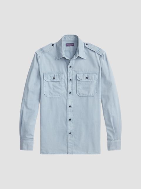Ralph Lauren Men's Cotton Popllin Sport Shirt - Winward Blue